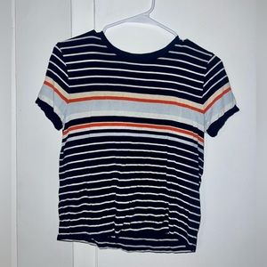 American Eagle short sleeve tshirt striped navy + red + light blue size S